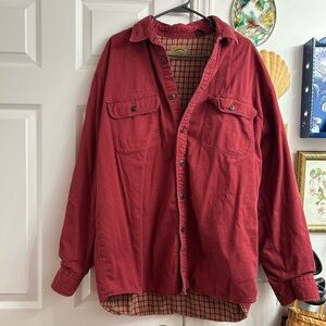 St John’s Bay red and plaid button down jacket